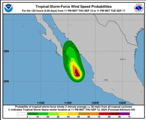 Tropical Storm Ileana’s path: Mexico and Baja California