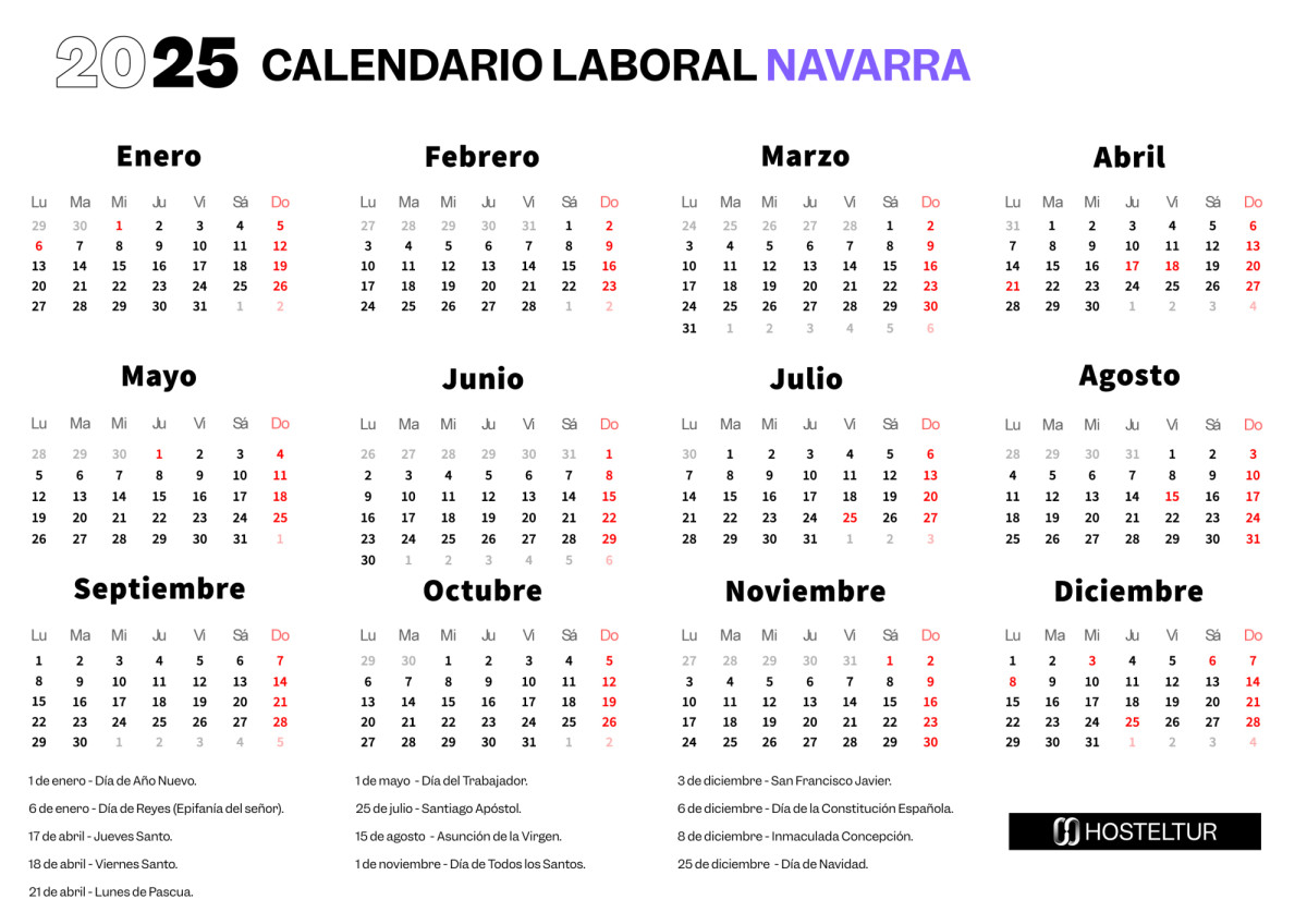 Los festivos y puentes que podrás disfrutar en 2025 si eres de Navarra