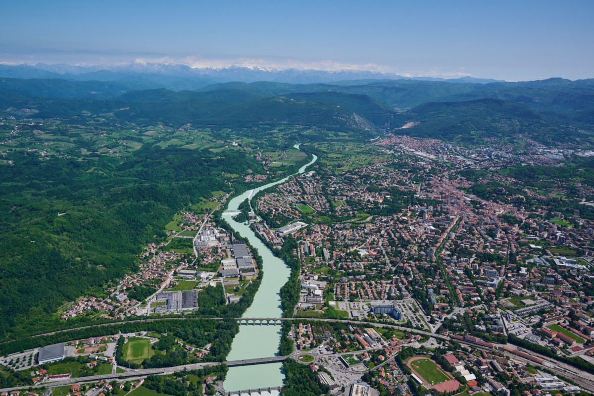 Nova Gorica y Gorizia, vista aérea 