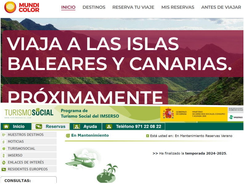 Imserso: las webs de reserva ultiman el arranque de las ventas