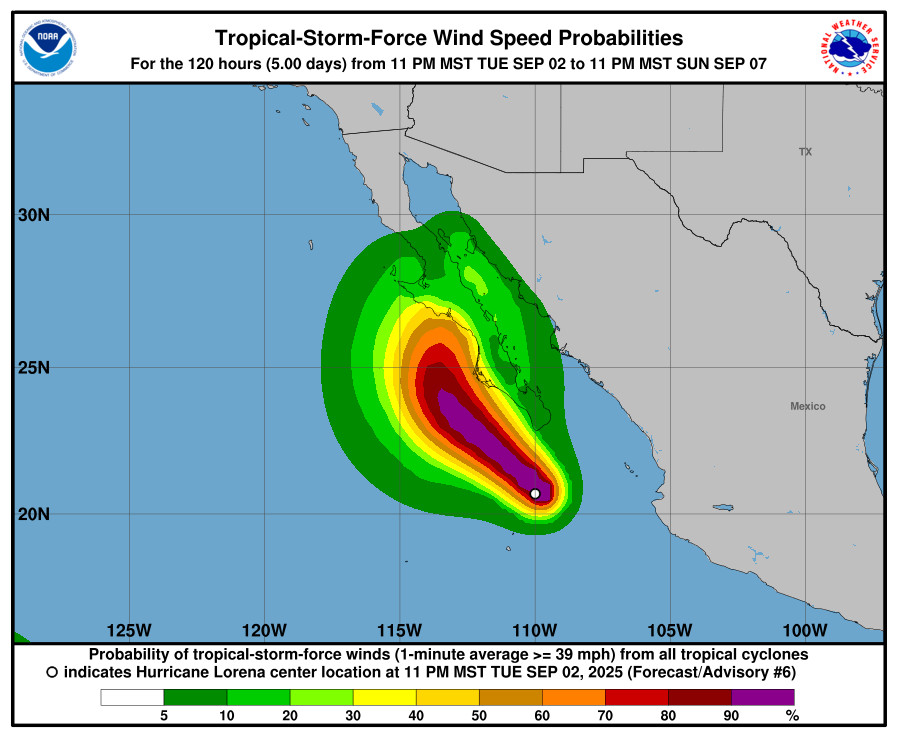 Huracán Lorena en Baja California Sur: alerta por impacto en Los Cabos