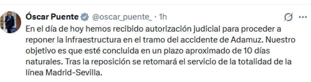 La apertura de la l&iacute;nea de alta velocidad Madrid-Sevilla se retrasa hasta el 7 de febrero