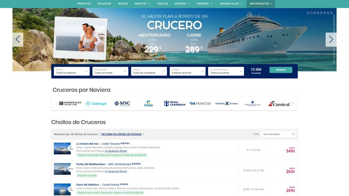 El consolidador de cruceros se convierte en la gran palanca de ventas para 2026