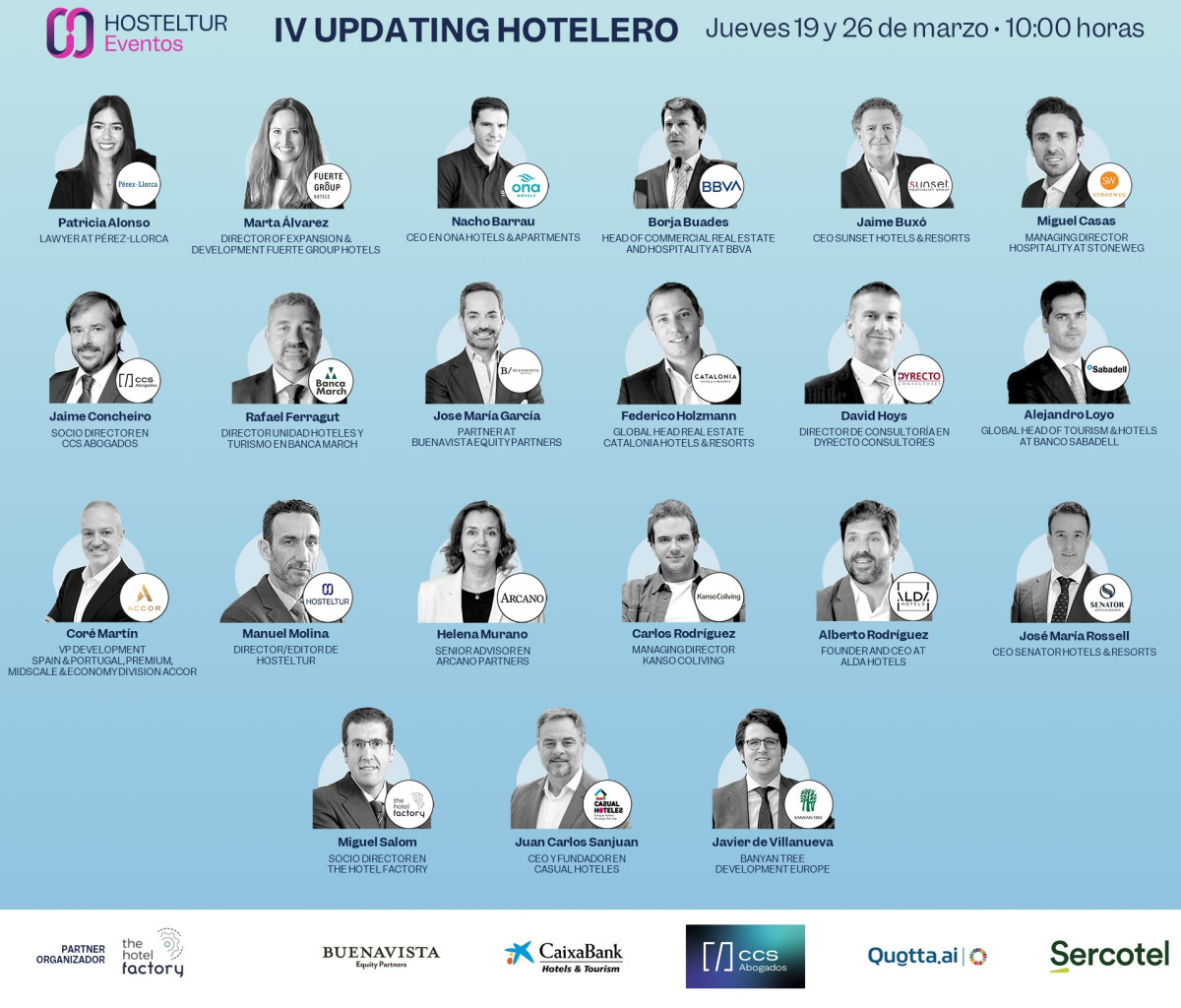 Estos son los ponentes del Updating Hotelero 2026: primera jornada este jueves