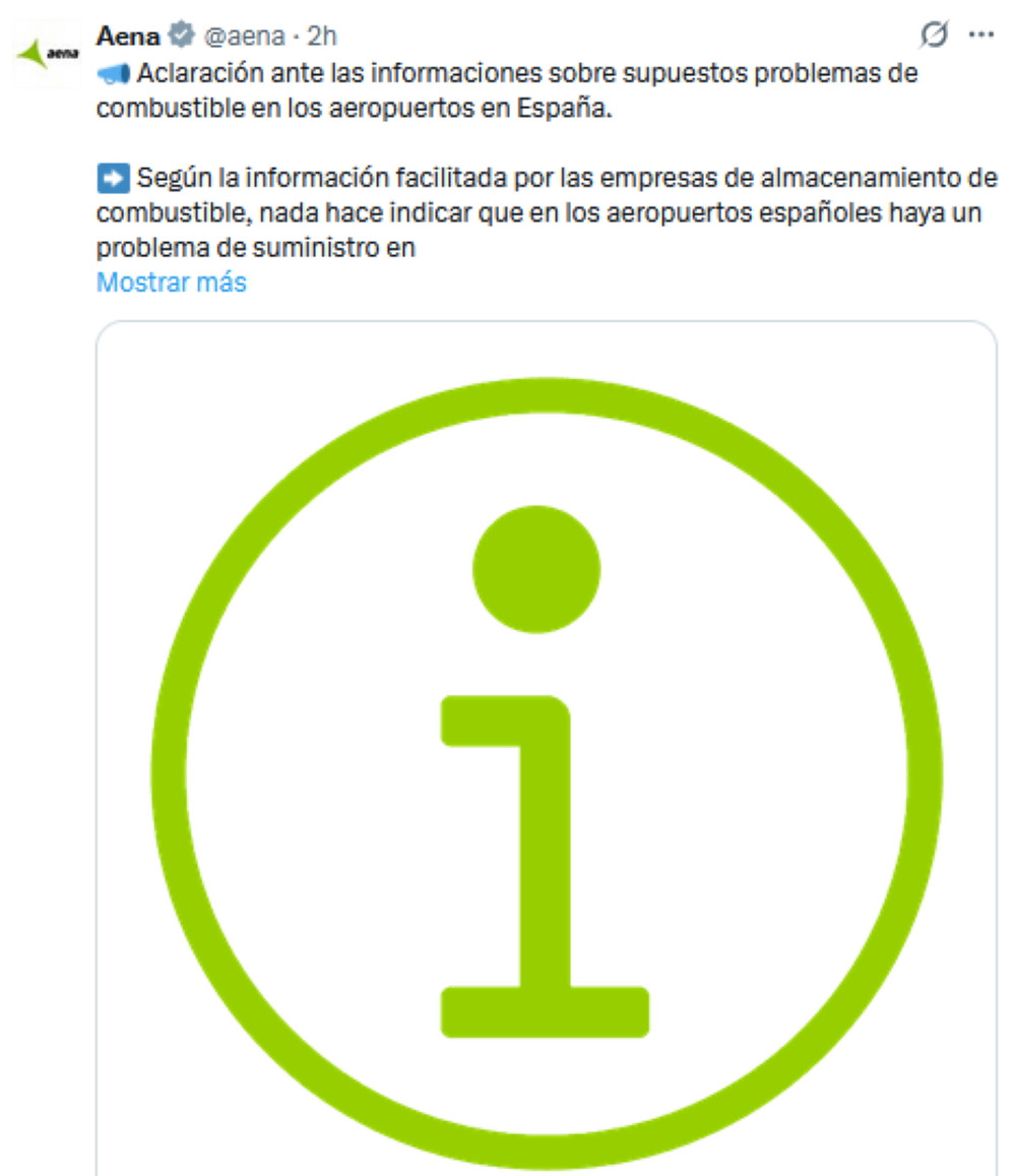 Los aeropuertos espa&ntilde;oles no registran problemas de suministro de combustible