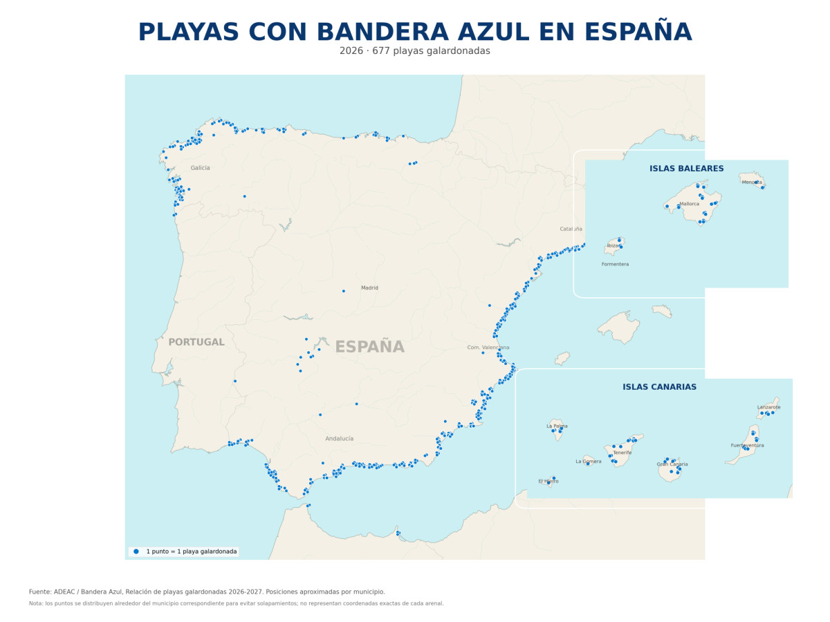 Qu&eacute; comunidades tienen m&aacute;s playas con bandera azul en 2026: Aqu&iacute; puedes consultar el mapa