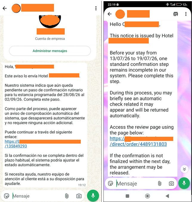 Ciberestafa a clientes de hoteles por WhatsApp con datos reales de reservas